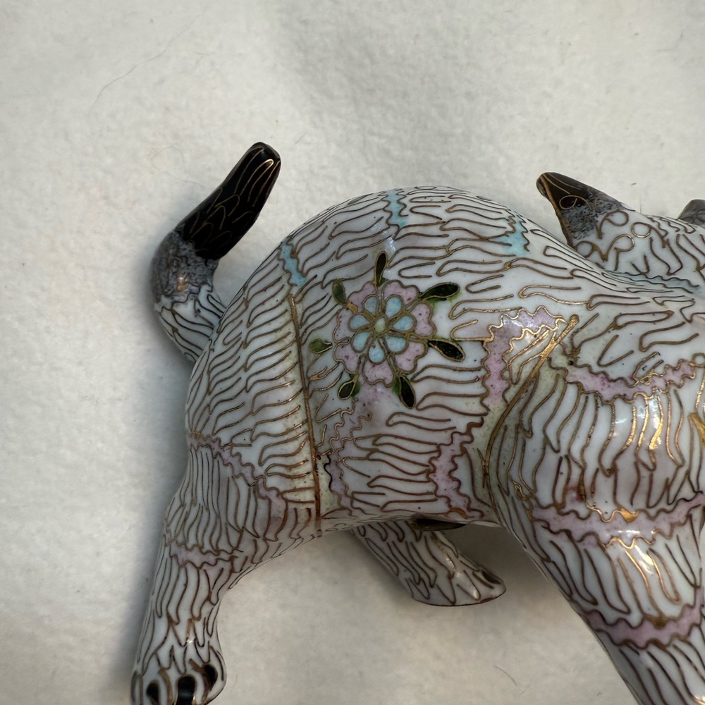 Vintage Cloisonne' Enamel Cat Figurine - Picture 3 of 9